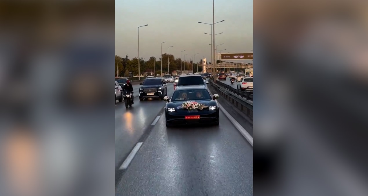 Bursa Ülkü Ocakları Başkanı’ndan Porsche’li çakarlı düğün konvoyu